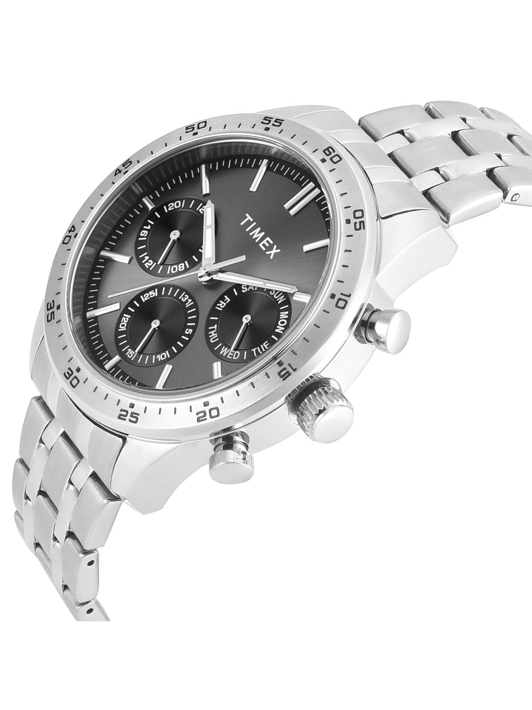 Timex Men 42 mm Quartz Analog Black Dial Stainless Steel Strap Watch TWEG354SMU01