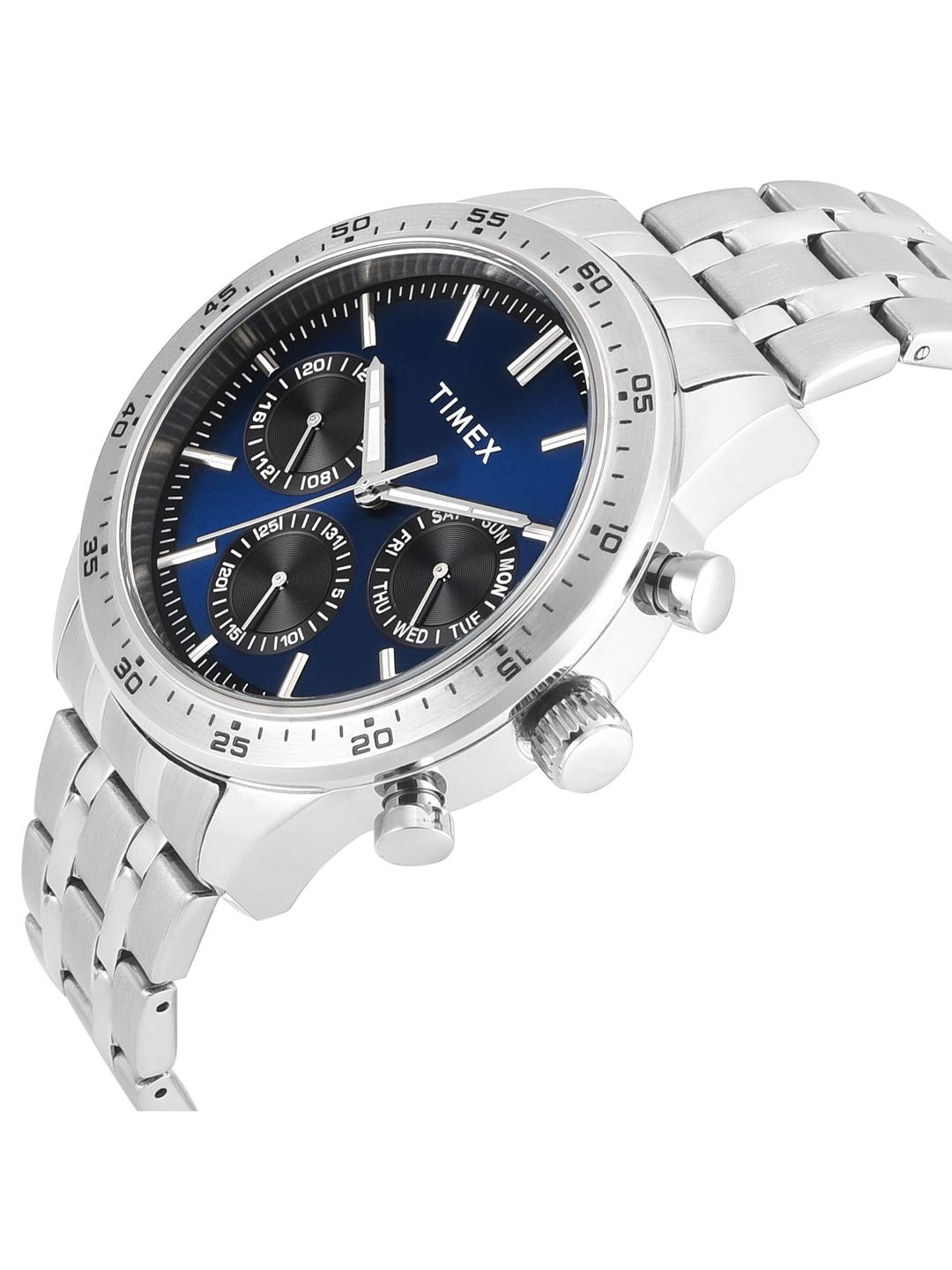 Timex Men 42 mm Quartz Analog Blue Dial Stainless Steel Strap Watch TWEG354SMU02