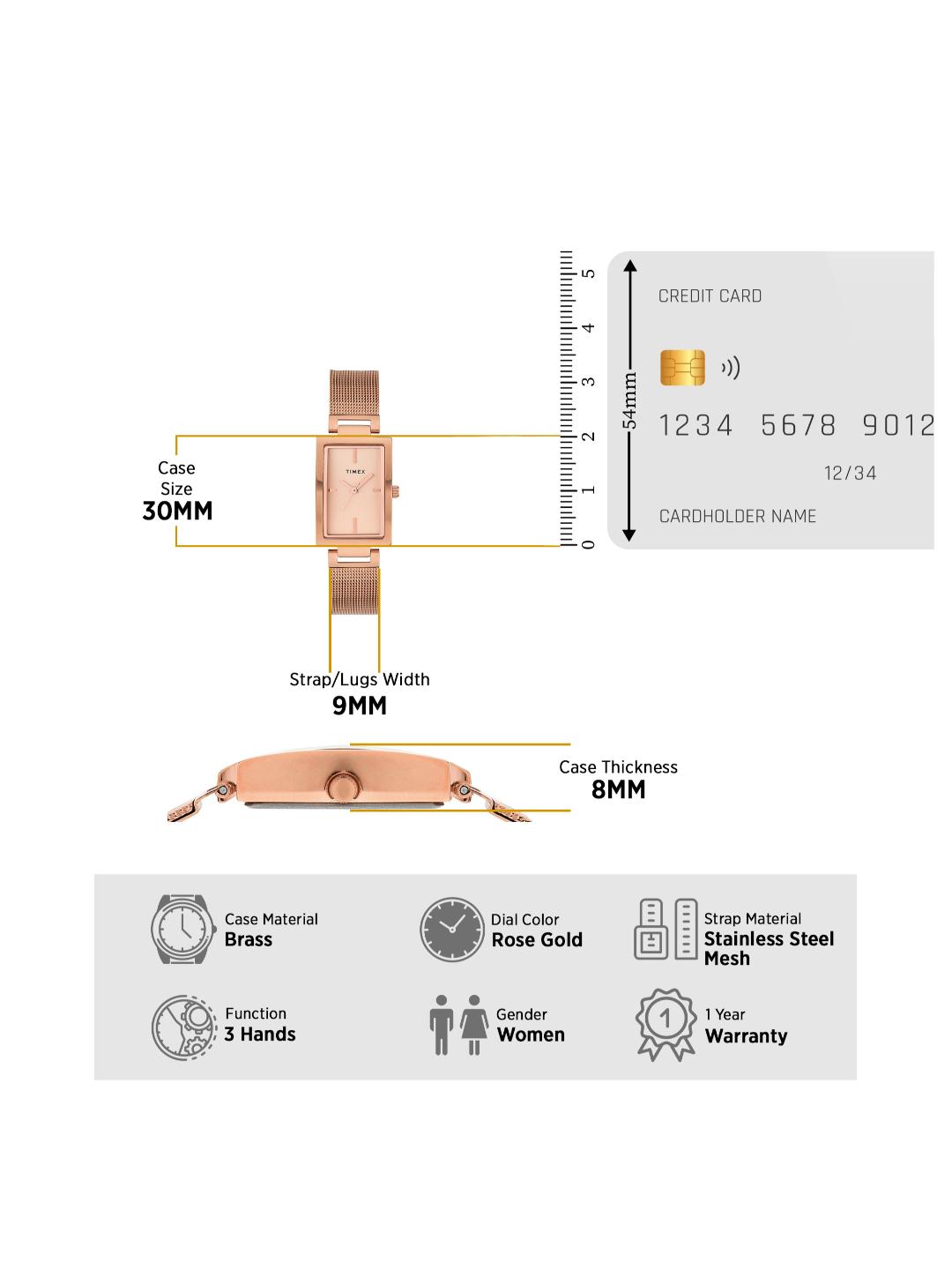Timex Fashion 20mm Rose Gold Dial Analog Women Watch TWEL11309