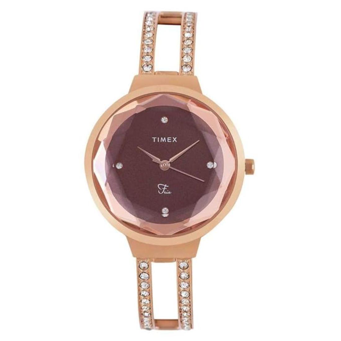 Timex Women 34 mm Size Burgundy Dial Analog Watch - TWEL13403