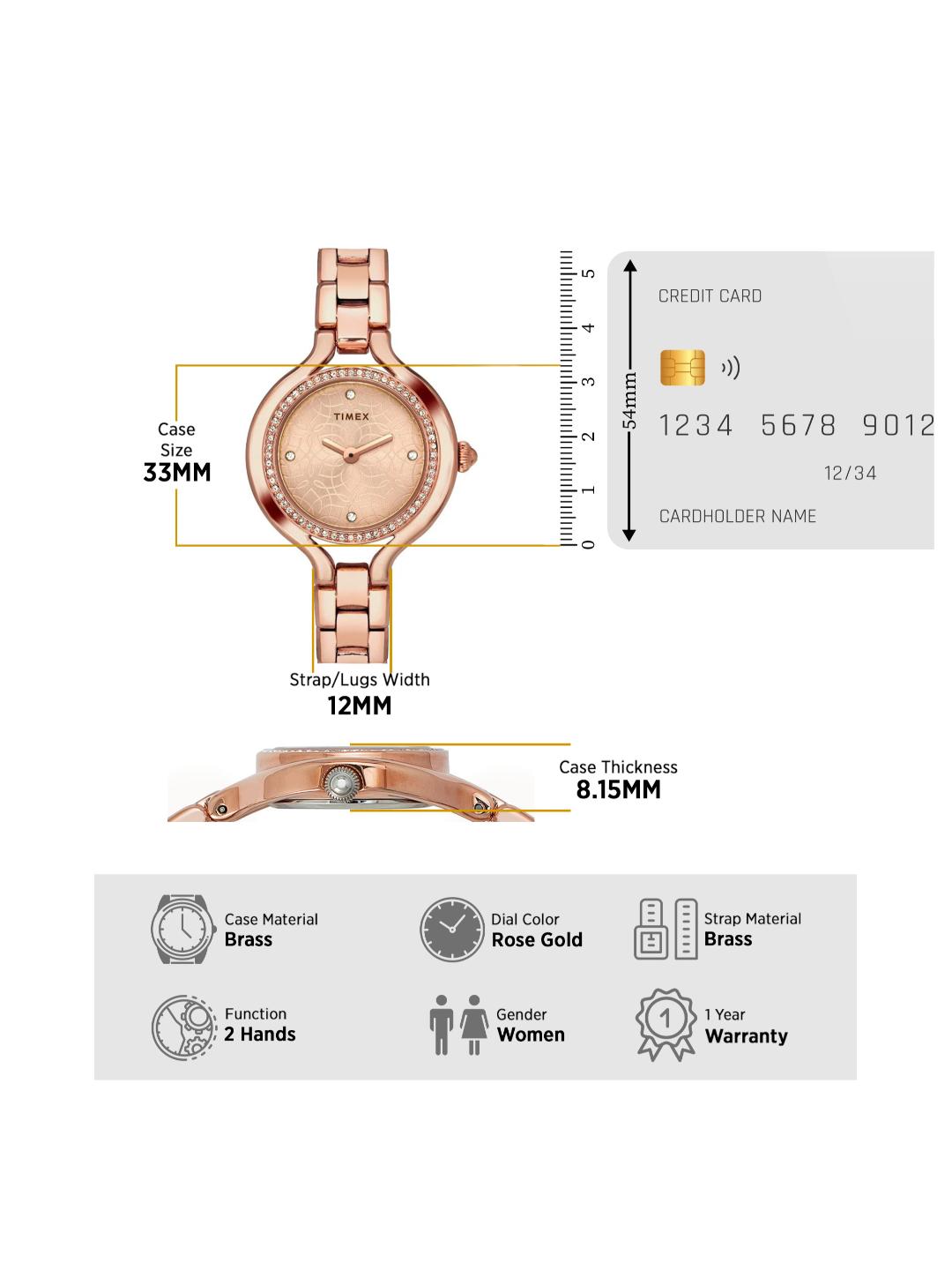Timex Fria 33mm Rose Gold Dial Analog Women Watch TWEL14006