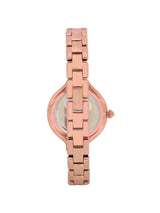 Rose gold watch on a white background