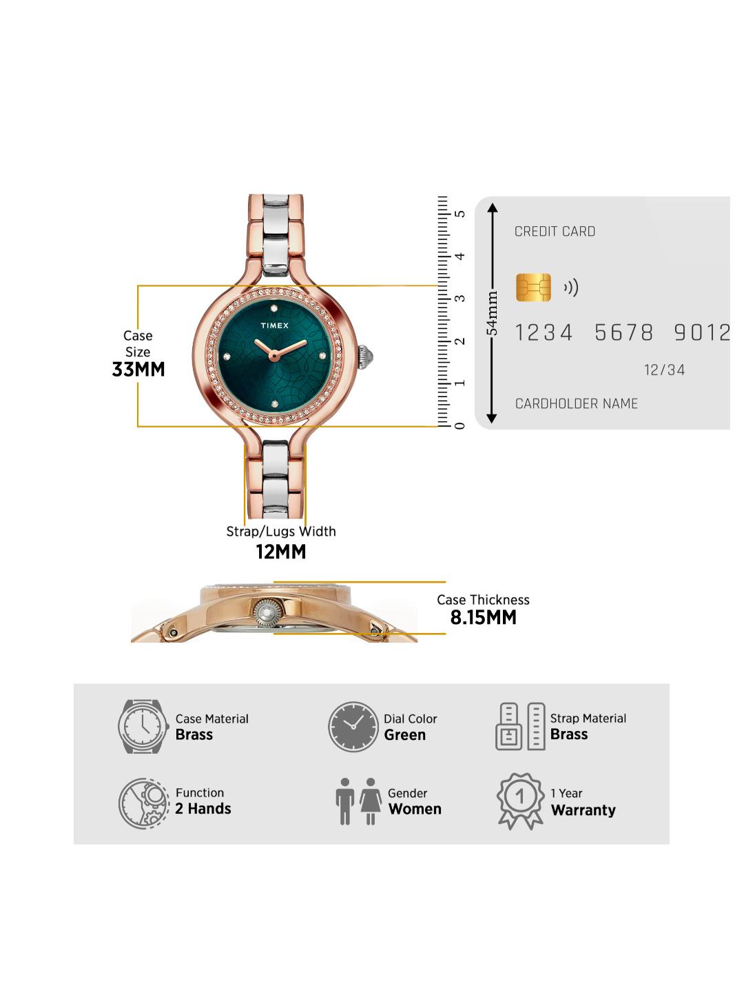 Timex Fria 33mm Green Dial Analog Women Watch TWEL14009