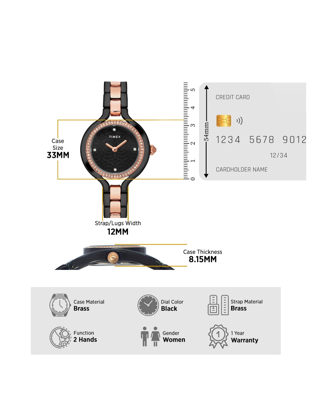 Timex Fria 33mm Black Dial Analog Women Watch TWEL14010