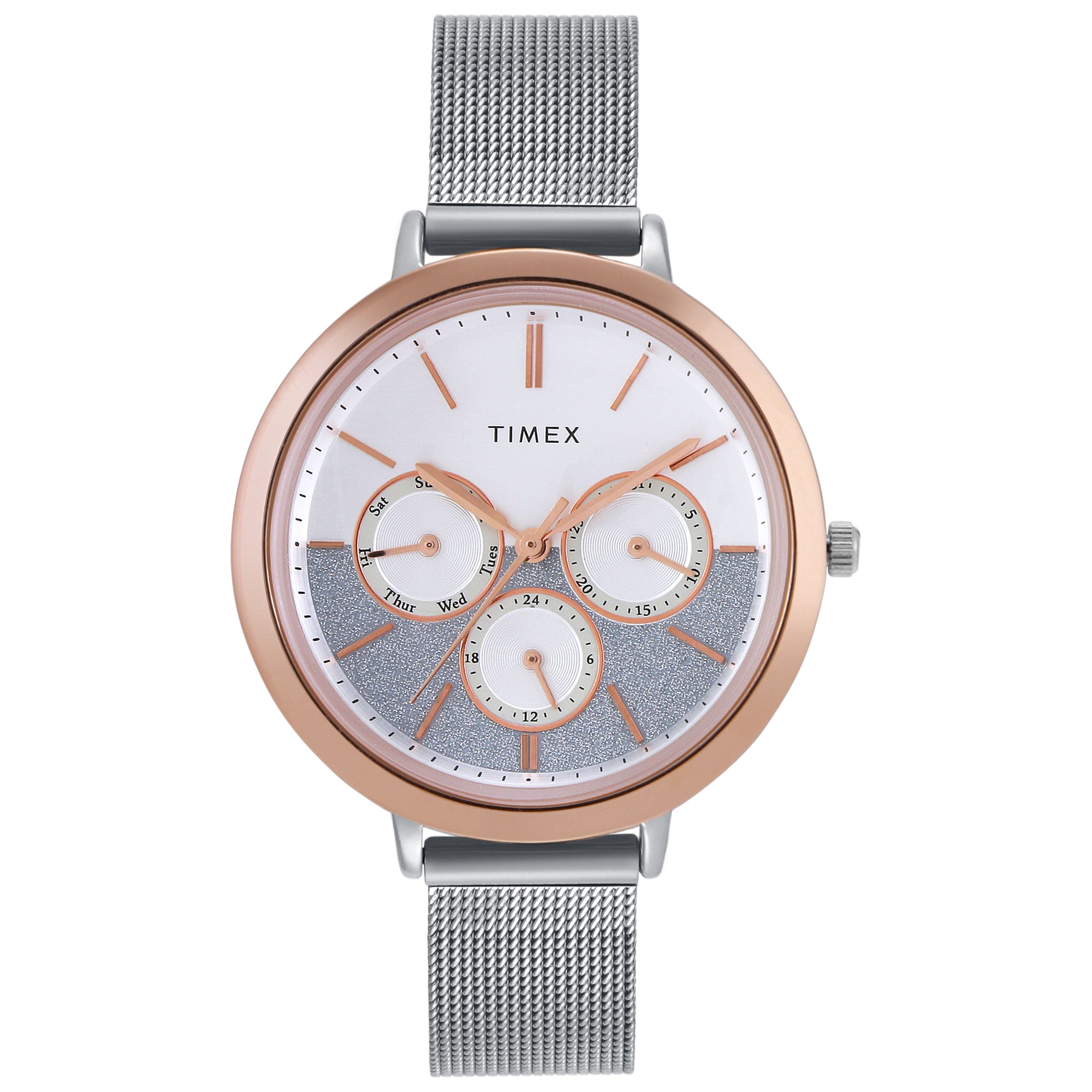 Timex 38 mm Silver Toned Dial Women Watch TWEL14504