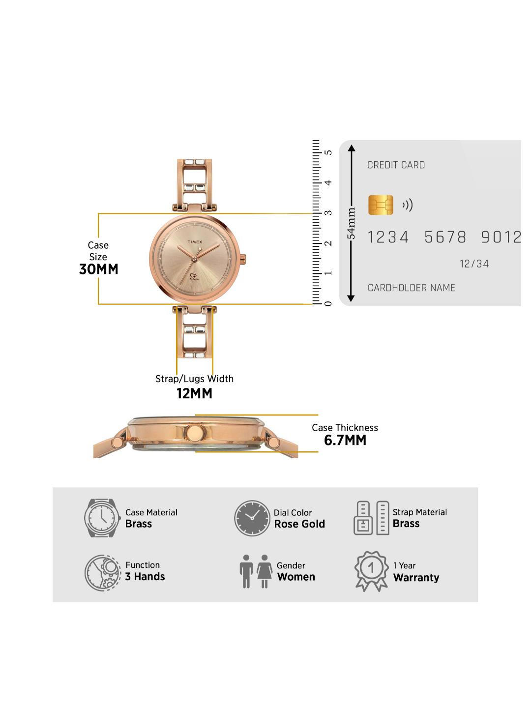Timex Fria 30mm Rose Gold Dial Analog Women Watch TWEL15300
