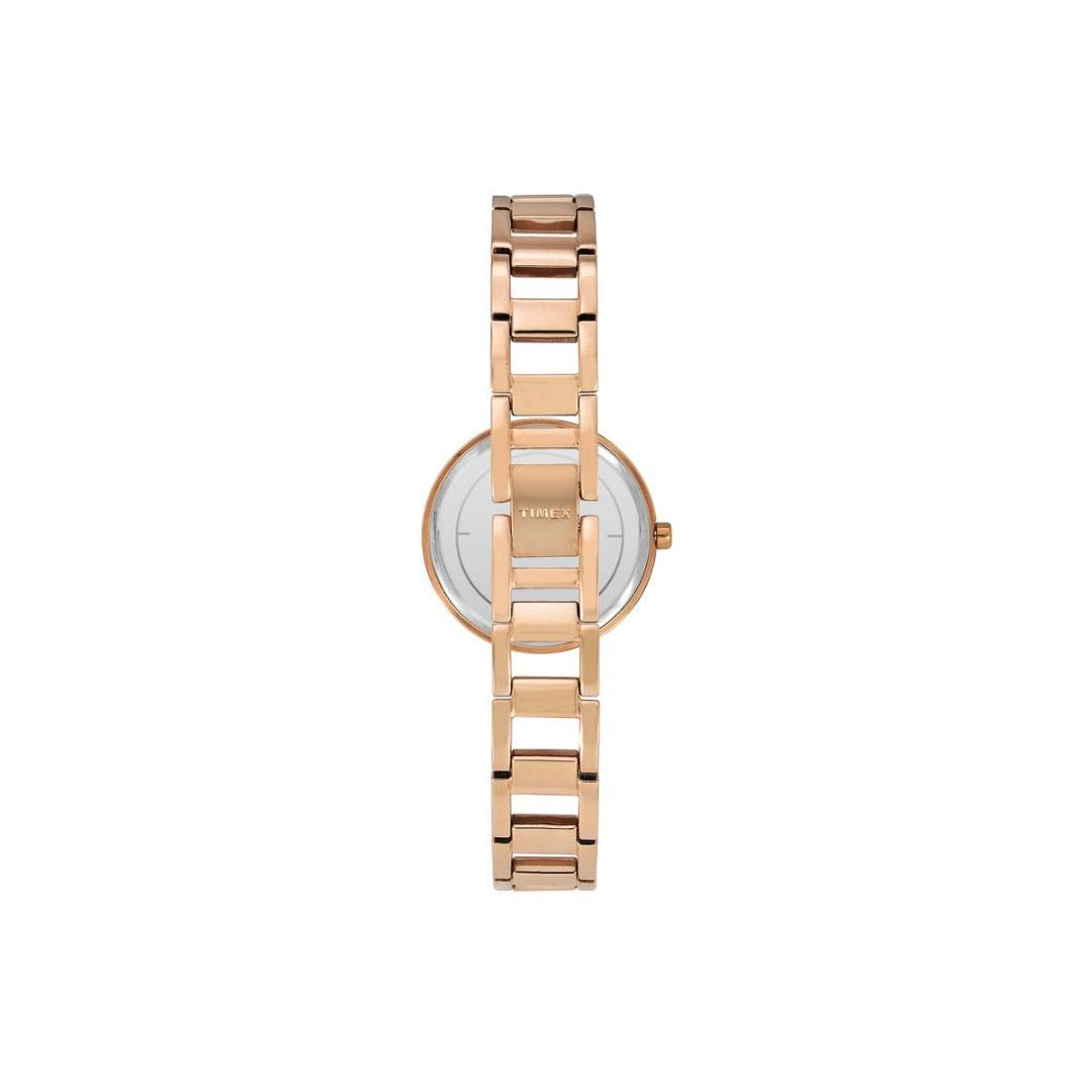 Rose gold watch on a white background