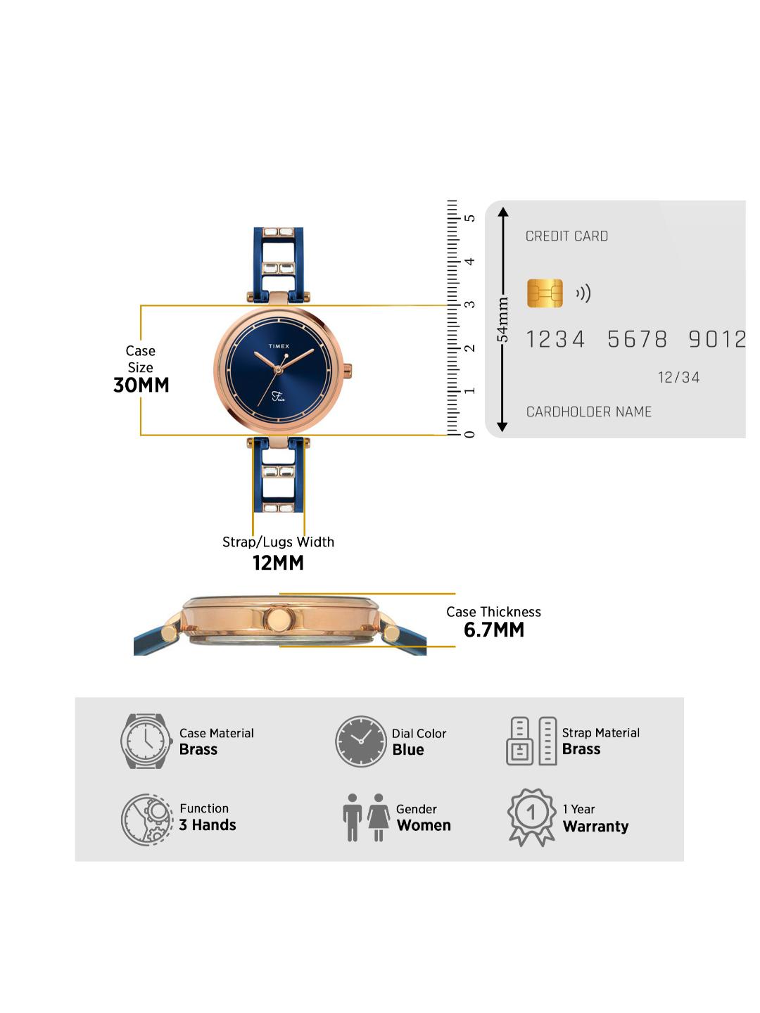 Timex Fria 30mm Blue Dial Analog Women Watch TWEL15303
