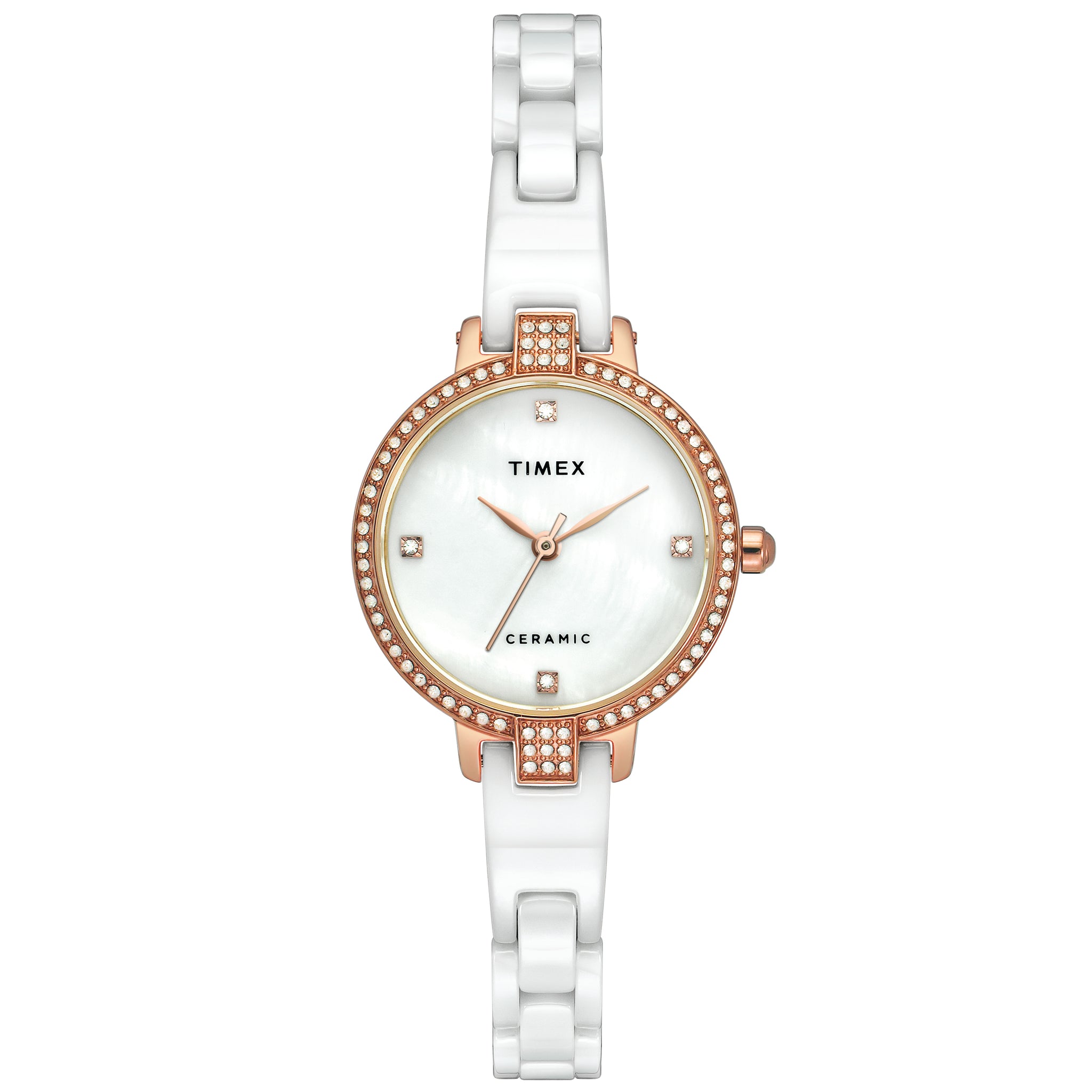 Timex 28 mm Mother Of Pearl White Dial Women Analog Watch TWEL15700