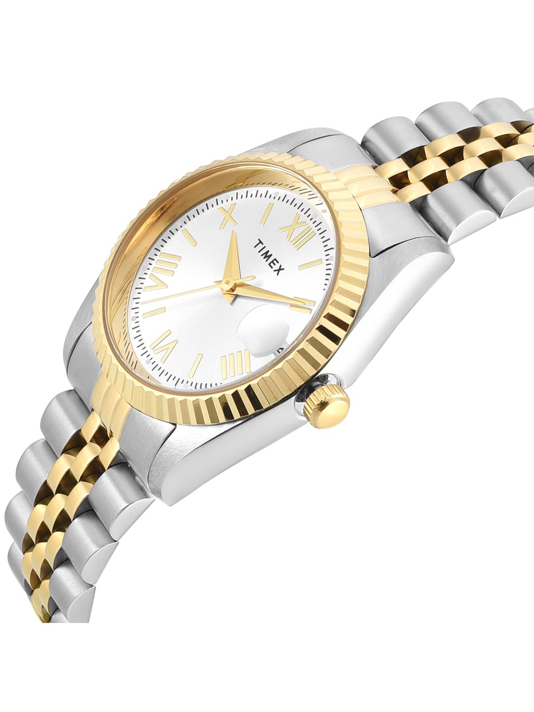 Timex Women 31 mm Quartz Analog Silver Dial Stainless Steel Strap Watch TWEL222SMU07