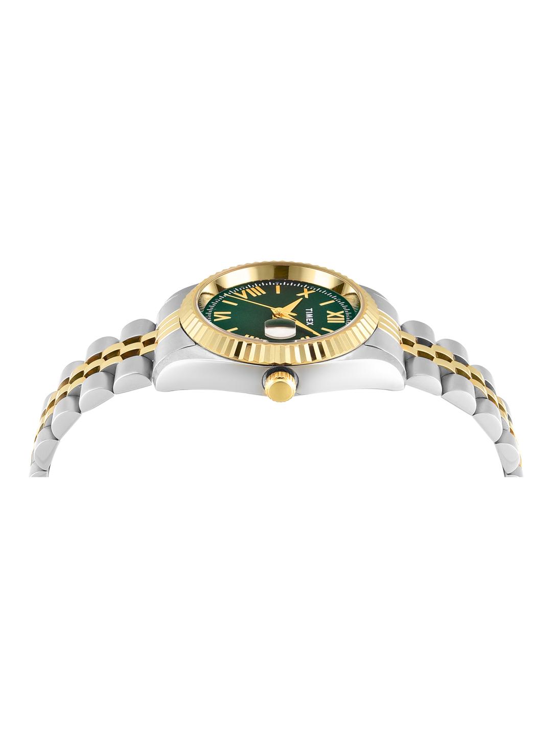 Timex Women 31 mm Quartz Analog Green Dial Stainless Steel Strap Watch TWEL222SMU08