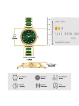 Timex Women 33 mm Quartz Analog Green Dial Brass Strap Watch TWEL274SMU01