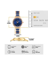 Timex Women 33 mm Quartz Analog Blue Dial Brass Strap Watch TWEL274SMU02