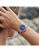 Timex Women 33 mm Quartz Analog Blue Dial Brass Strap Watch TWEL274SMU02