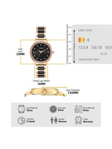Timex Women 33 mm Quartz Analog Black Dial Brass Strap Watch TWEL274SMU03