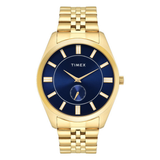 Timex Men's Blue Dial Classic Analogue Watch with Silver Stainless Steel Strap
