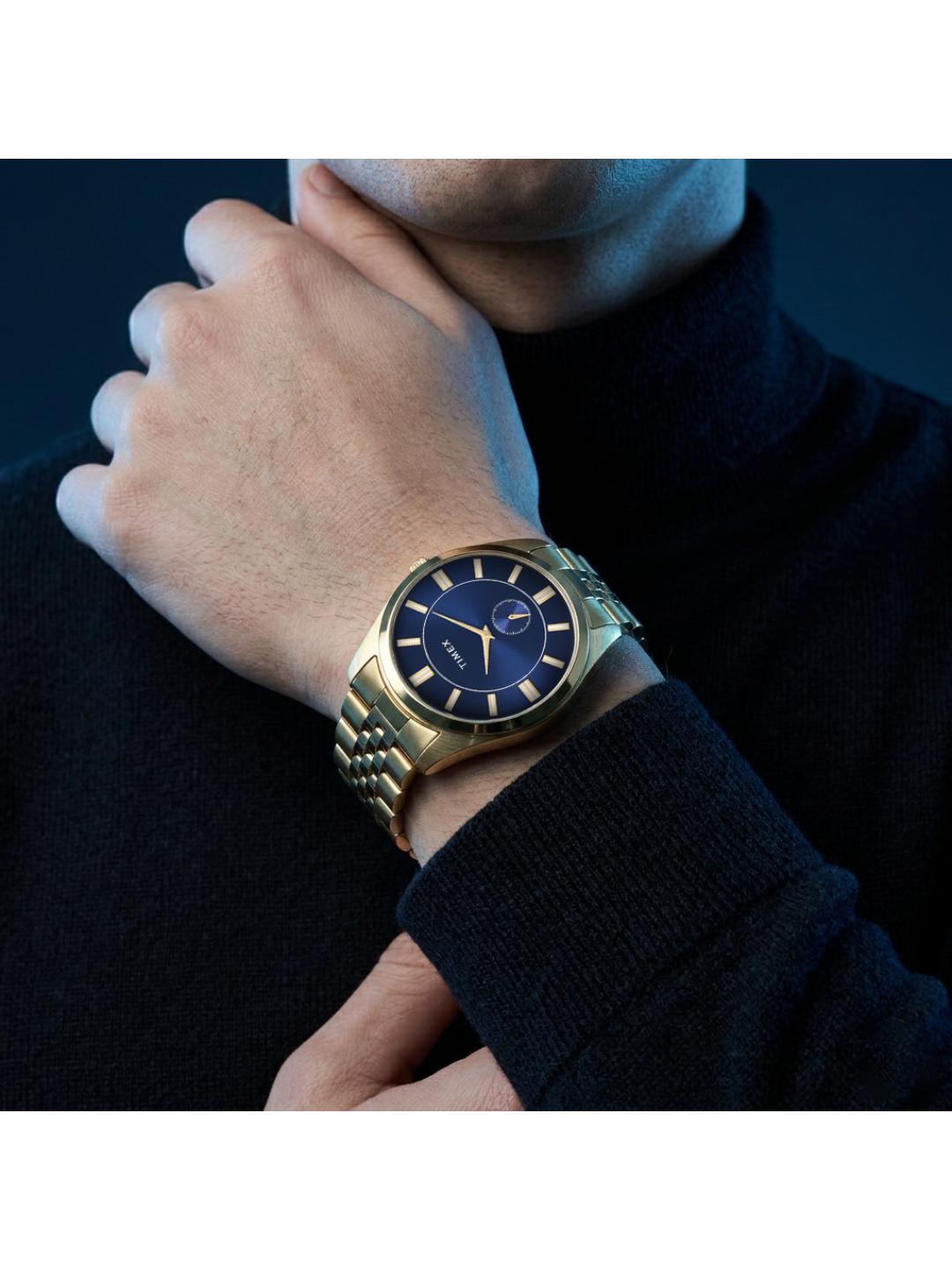 Timex Men 43 mm Quartz Analog Blue Dial Stainless Steel Strap Watch TWTG104SMU11