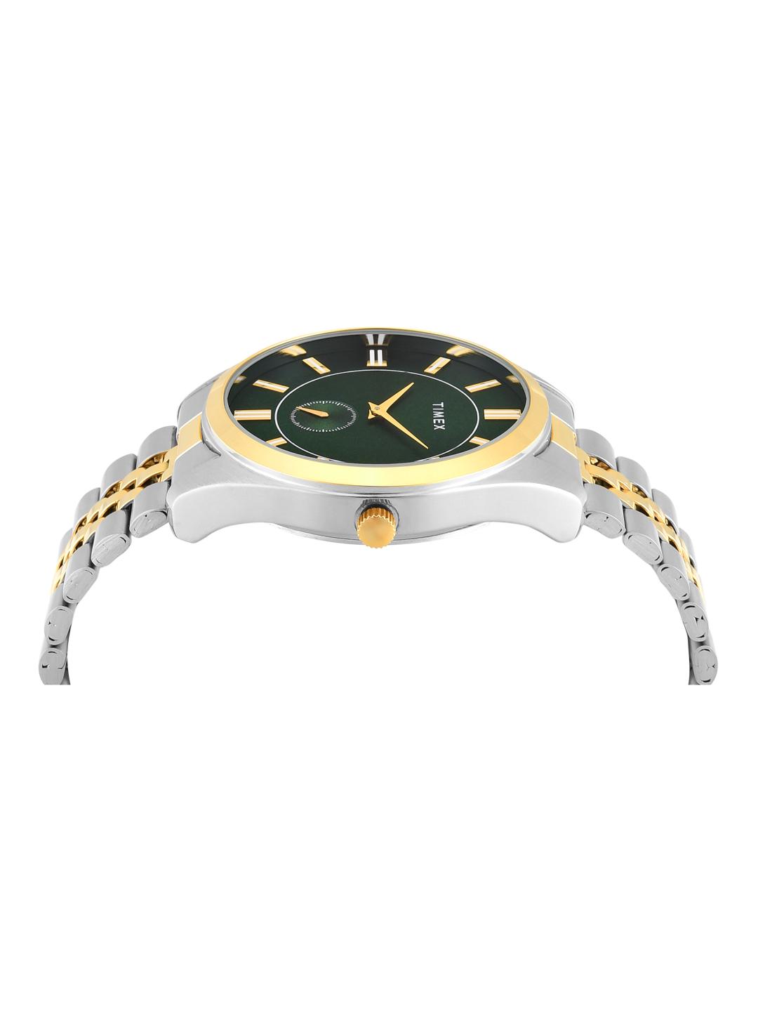 Timex Men 43 mm Quartz Analog Green Dial Stainless Steel Strap Watch TWTG104SMU12