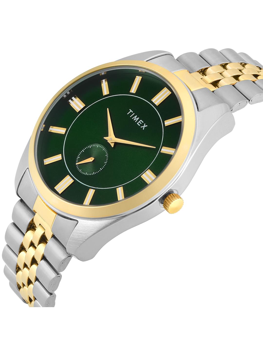 Timex Men 43 mm Quartz Analog Green Dial Stainless Steel Strap Watch TWTG104SMU12