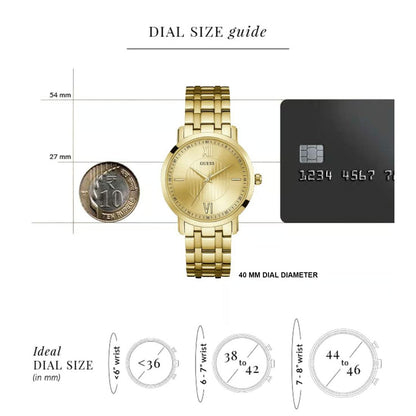 Guess Dress 40 mm Gold Dial Men Analog Watch - U0716G3M