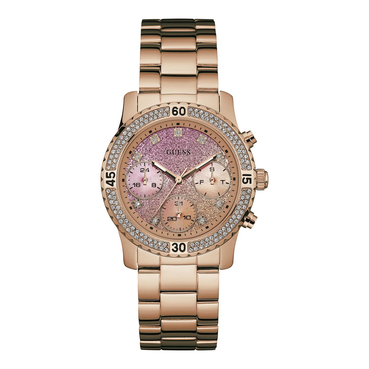 Guess 38 mm Women Pink Dial Multifunction Watch U0774L3M
