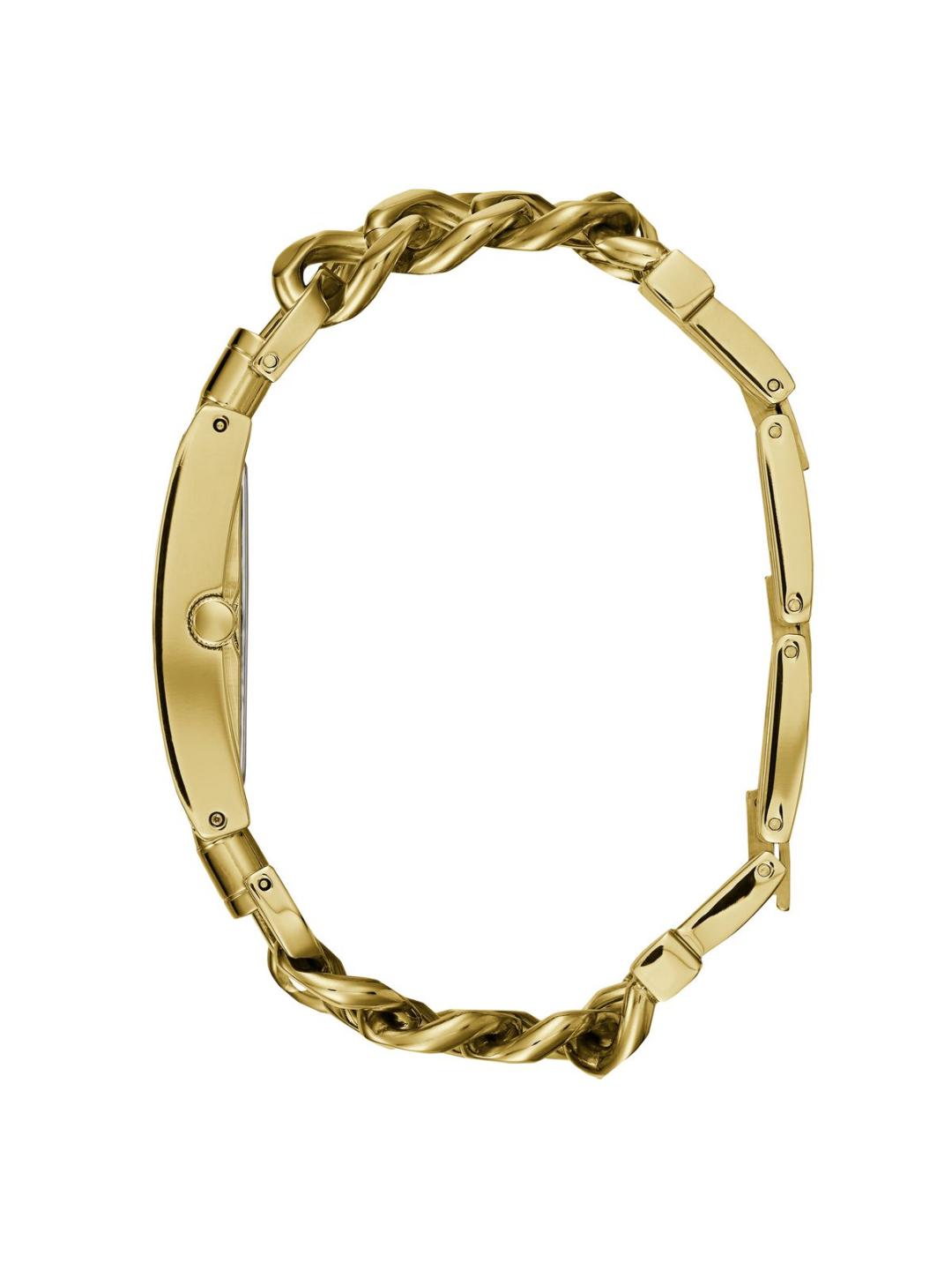 Gold braided bracelet on a white background