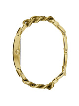 Gold braided bracelet on a white background