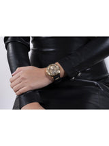 Guess Sport Women 40 mm Gold Dial Chrono Watch U1160L1