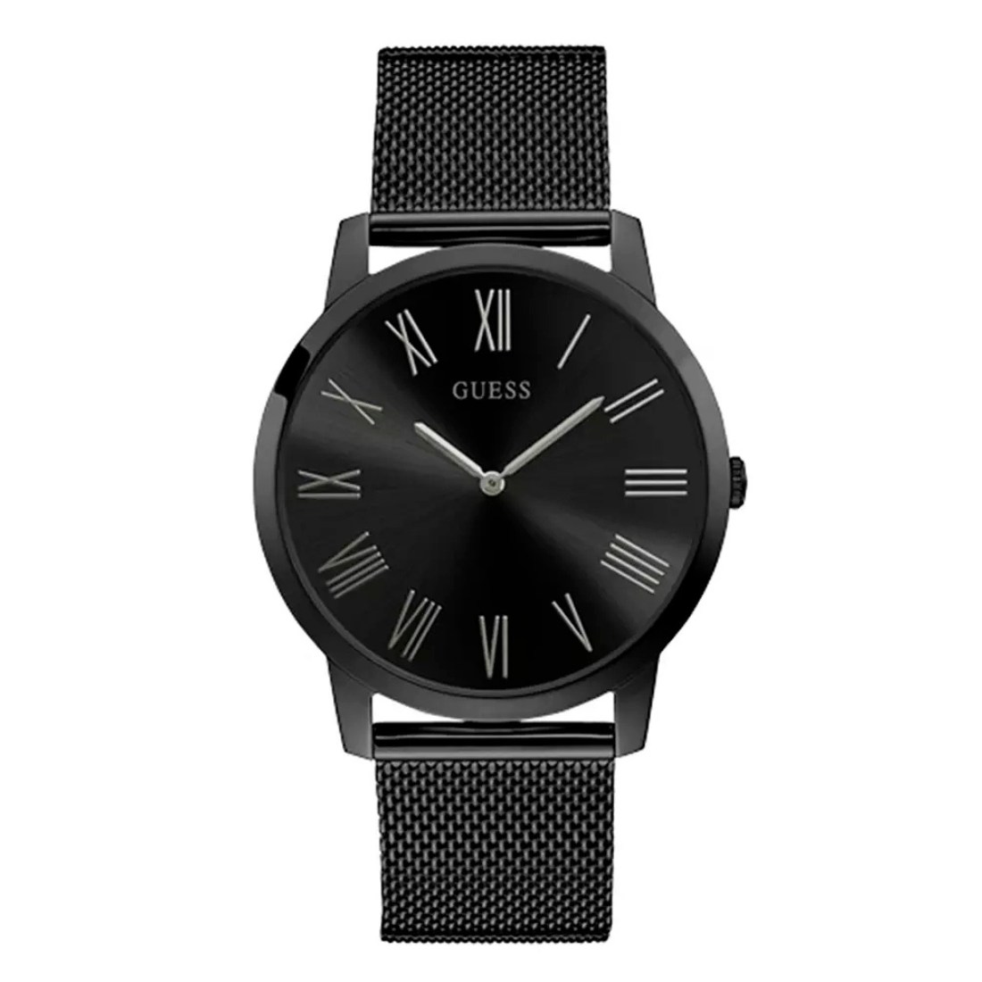 Guess Men 44 mm Quartz Analog Black Dial Stainless Steel Mesh Strap Watch U1263G3M
