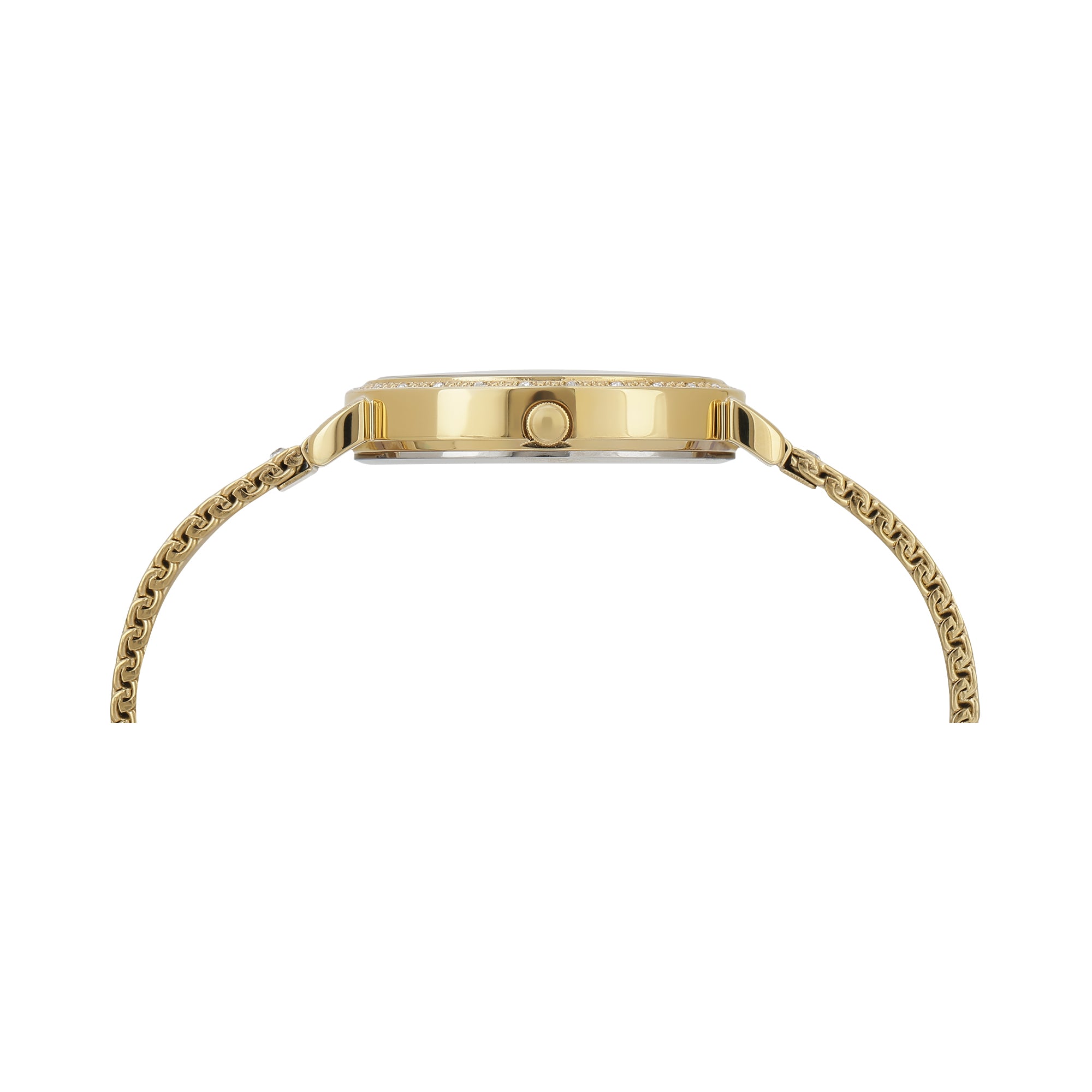 Guess Women 34 mm Quartz Analog Champagne Dial Gold Stainless Steel Mesh Strap Watch U1289L2M