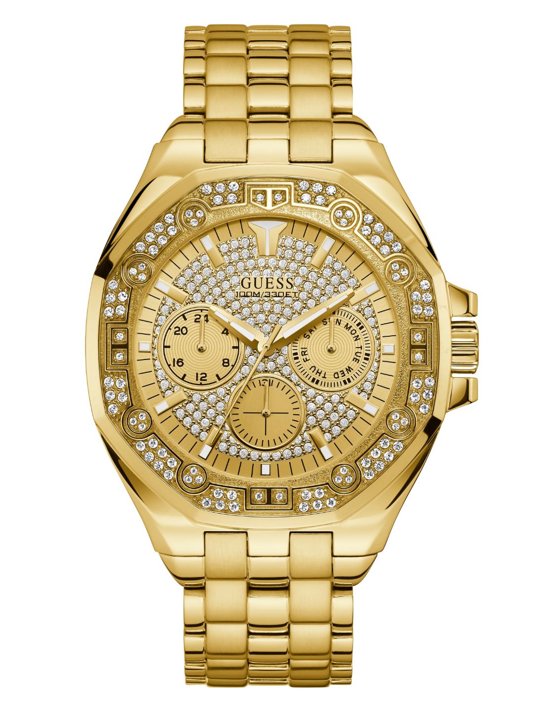 Guess 47 mm Men Gold Dial Multifunction Analog Watch U1317G1