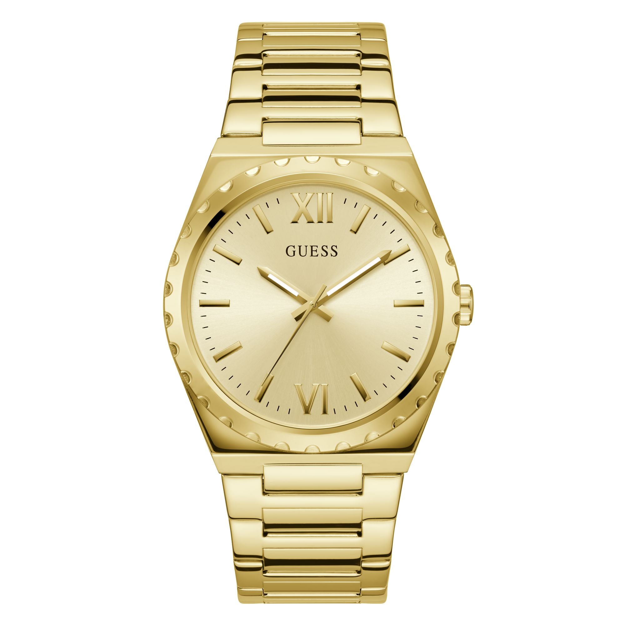 Guess Men 42 mm Size Champagne Dial Analog Watch U1394G2M