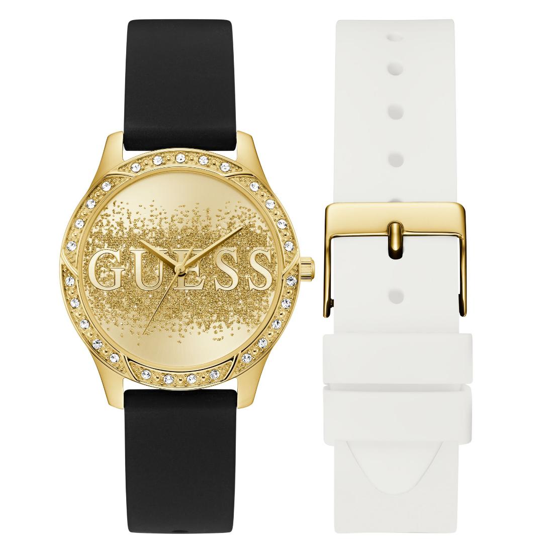 Guess Women 38.5 mm Gold Dial Analog Watch- U1403L1M