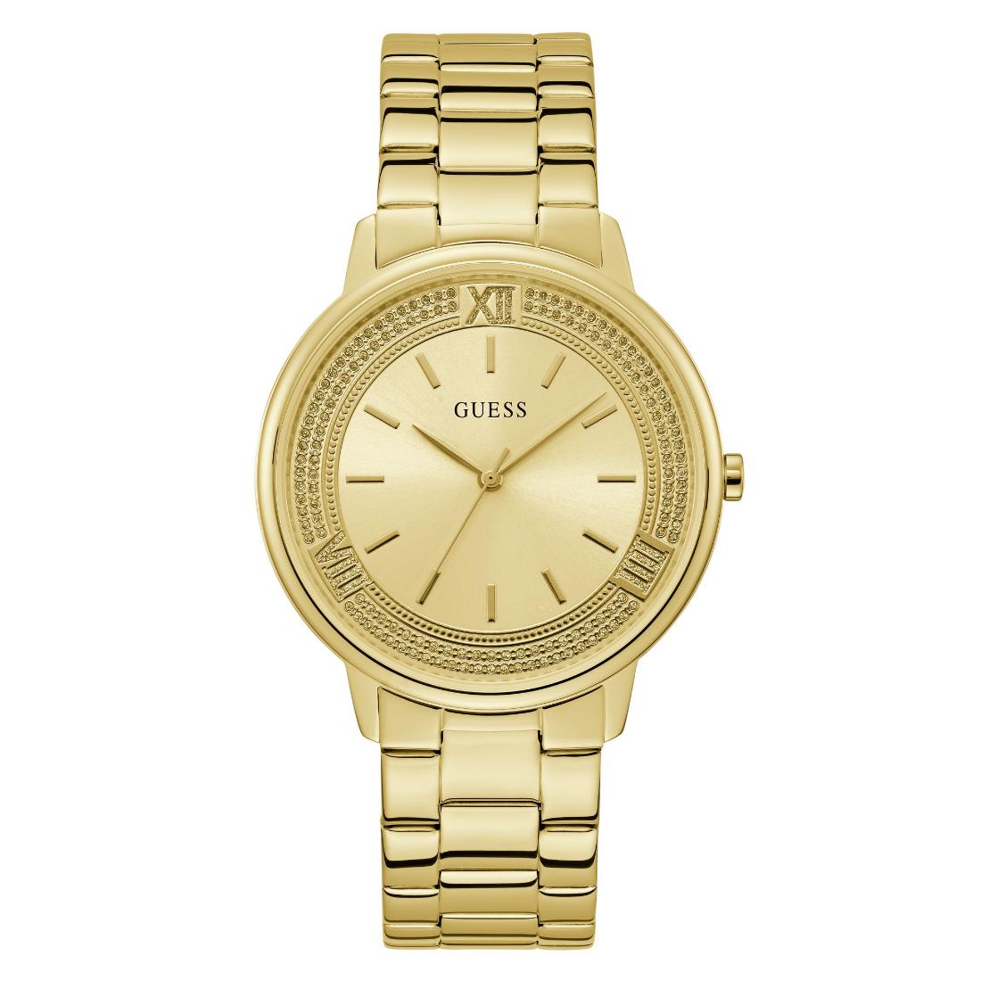 Guess Women 42 mm Gold Dial Analog Watch- U1406L2M