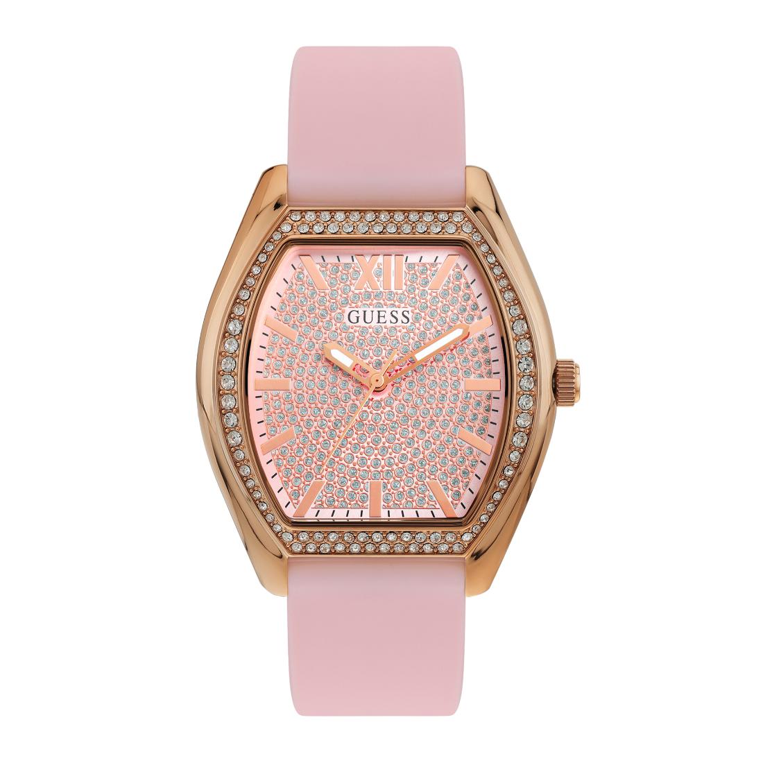 Guess Women 39.5 mm Pink Dial Analog Watch- U1407L2M