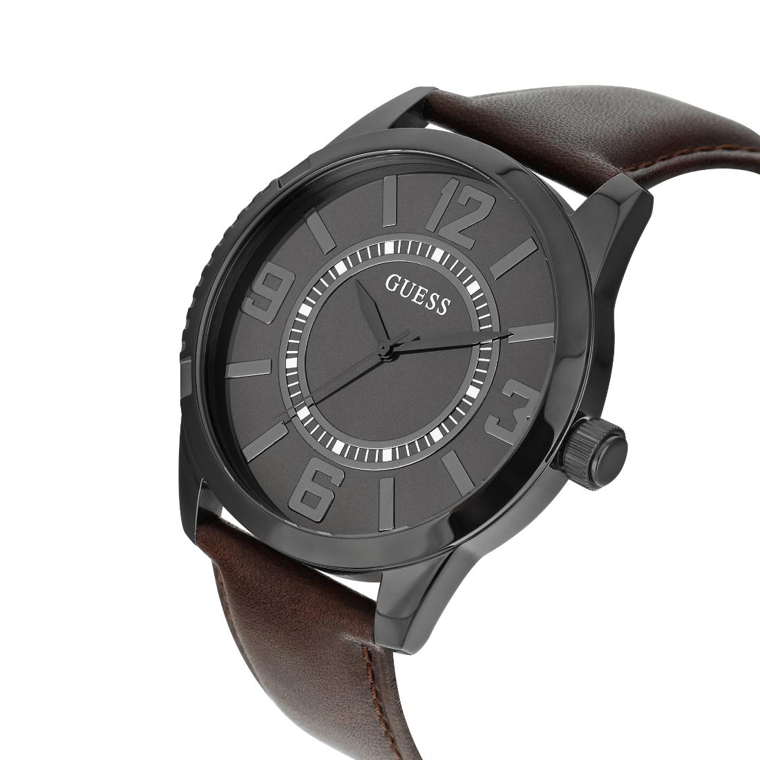 Guess Men 47 mm Black Dial Analog Watch U1408G3M