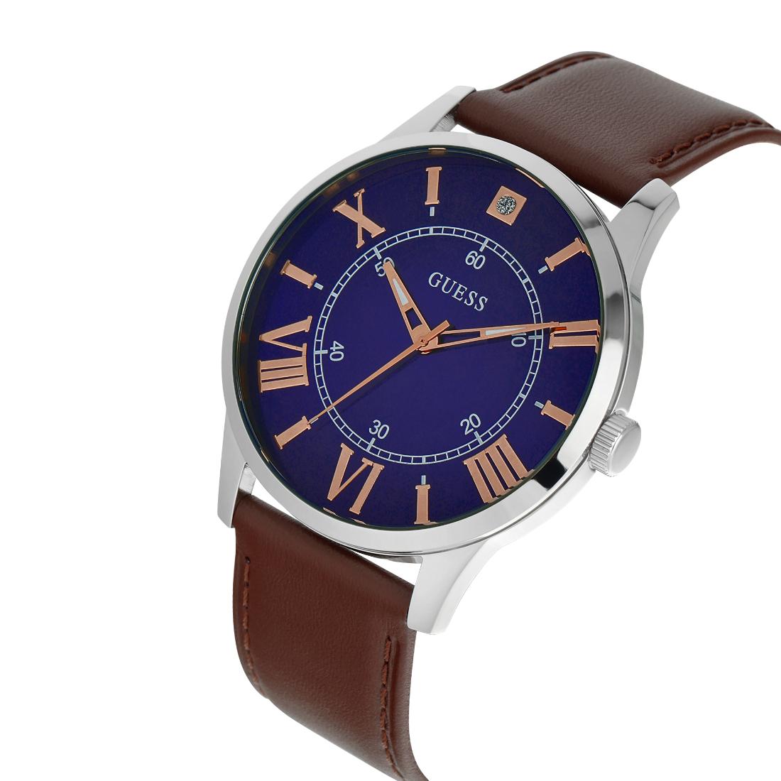 Guess Men 43 mm Blue Dial Analog Watch U1411G1M