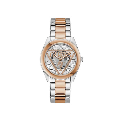 Guess Women 40 mm Size Rose Gold Dial Round Analog Watch - U1421L2M