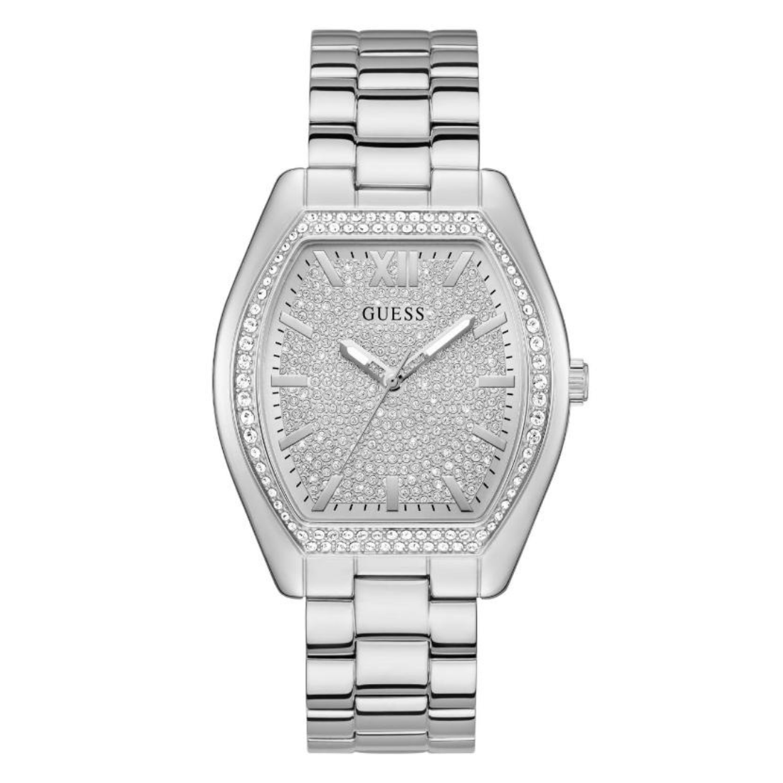 Guess Women 39.5 mm Size Silver Dial Rectangle Analog Watch U1424L1M