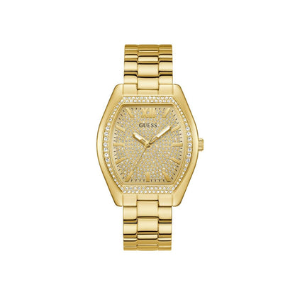 Guess Women 39.5 mm Size Champagne Dial Rectangle Analog Watch - U1424L2M