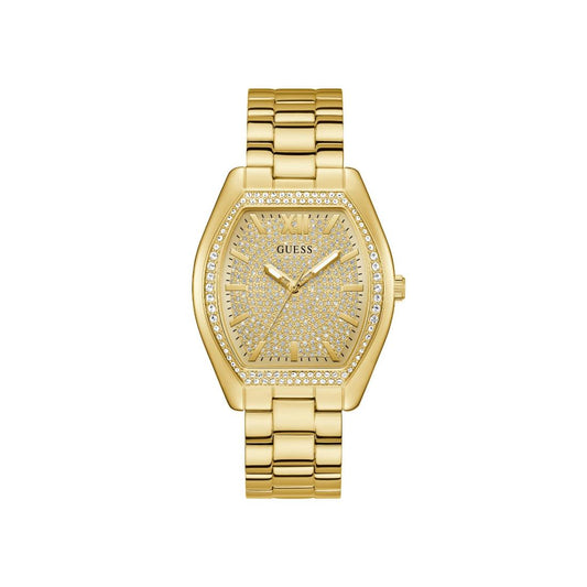 Guess Women 39.5 mm Size Champagne Dial Rectangle Analog Watch - U1424L2M