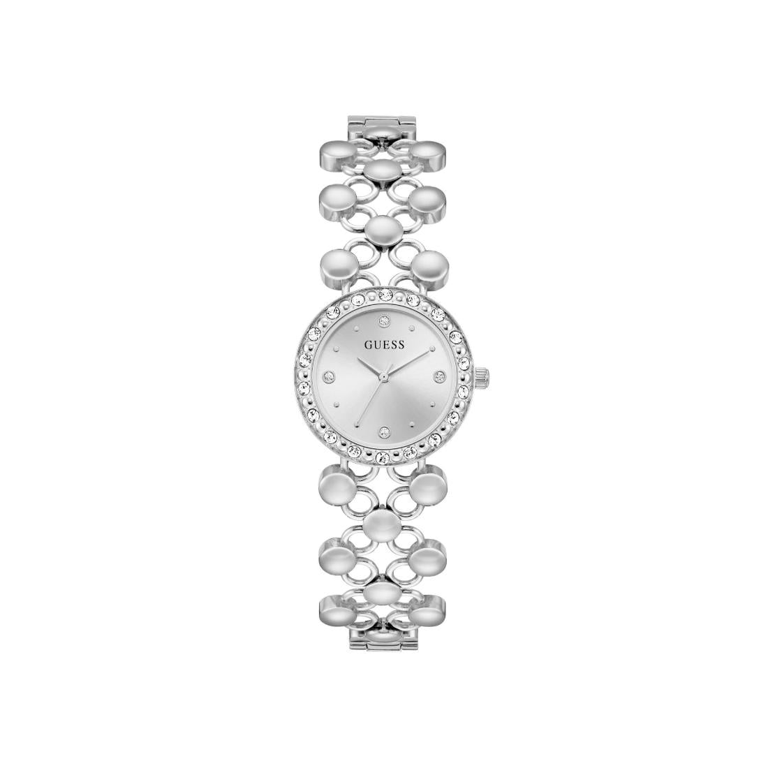 Guess Women 28 mm Size Silver Dial Round Analog Watch U1425L1M
