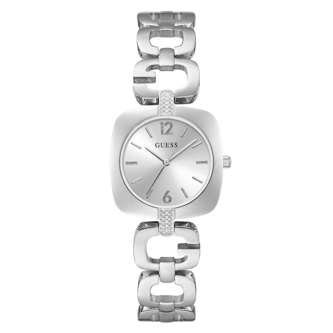 Guess Bejeweled 30 mm Silver Dial Women Analog Watch- U1441L1M