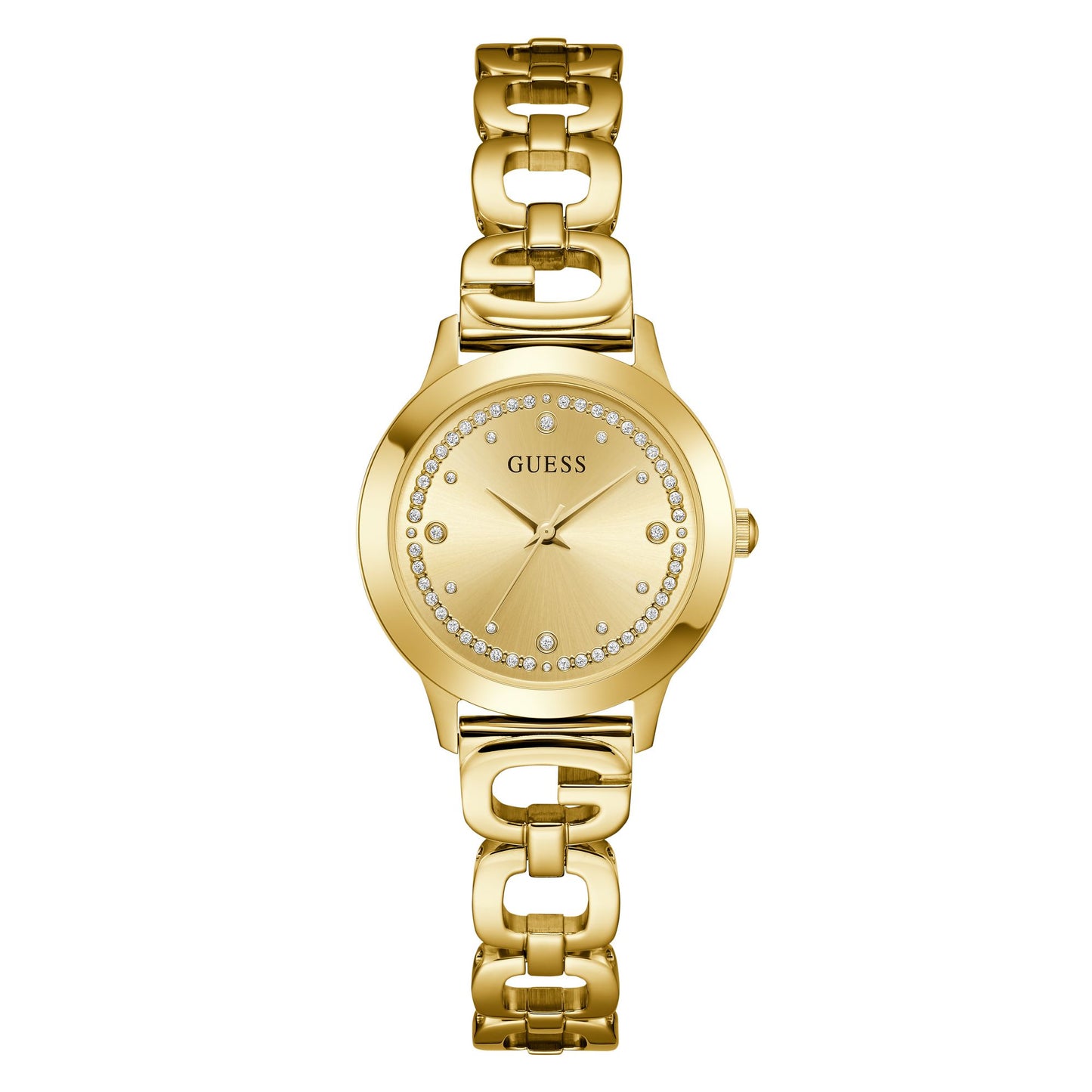 Guess Bejeweled 30 mm Gold Dial Women Analog  Watch- U1457L2M