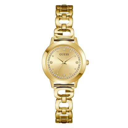 Guess Bejeweled 30 mm Gold Dial Women Analog  Watch- U1457L2M