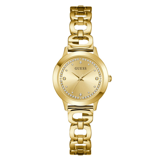 Guess Bejeweled 30 mm Gold Dial Women Analog  Watch- U1457L2M