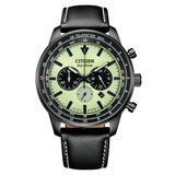 Citizen Men Eco-Drive Chronograph Green Dial Leather Watch - CA4505-21X