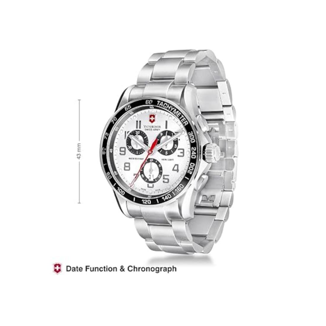 Victorinox Chrono Classic 45 mm Silver Dial Men Watch 241445