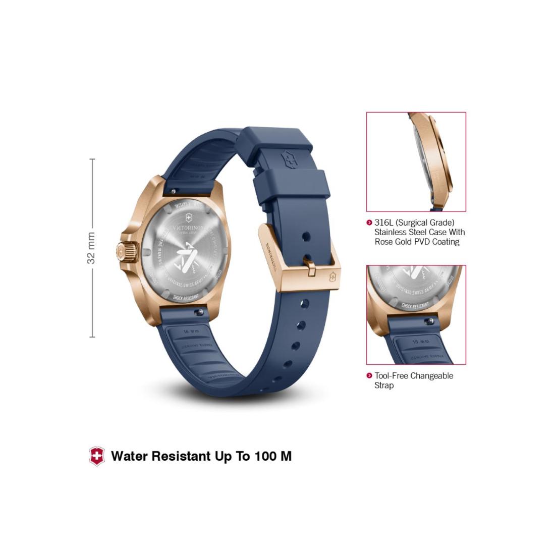 Victorinox I.N.O.X. Small Quartz Blue Dial 32 mm Women Watch 242035