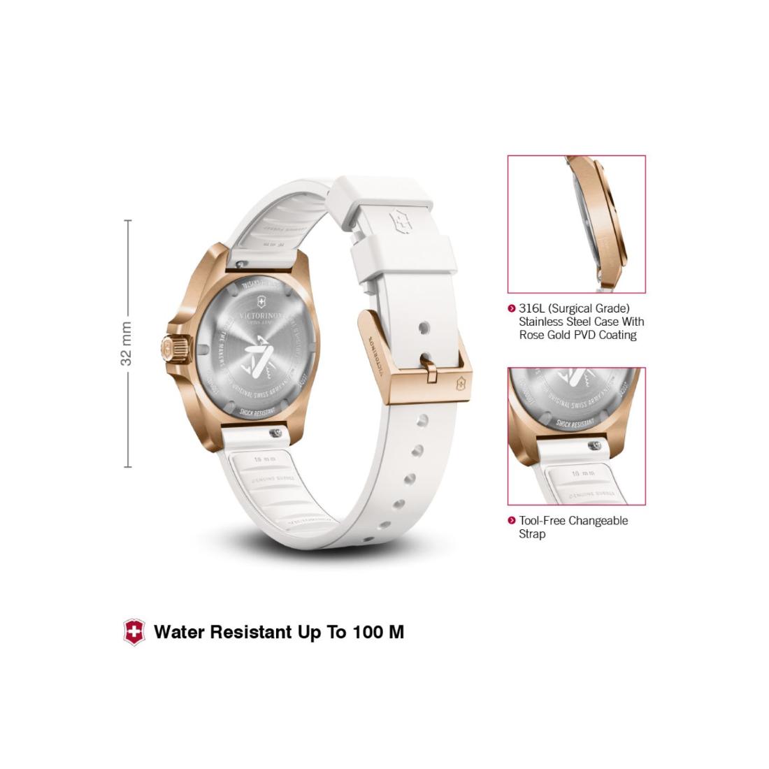 Victorinox I.N.O.X. Small Quartz White Dial 32 mm Women Watch 242037